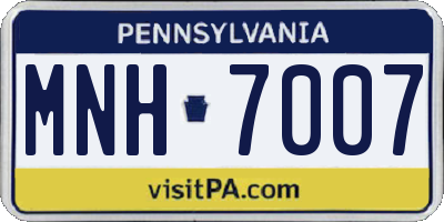 PA license plate MNH7007