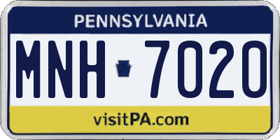 PA license plate MNH7020