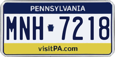 PA license plate MNH7218