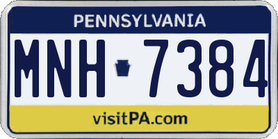 PA license plate MNH7384