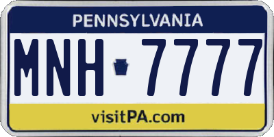 PA license plate MNH7777