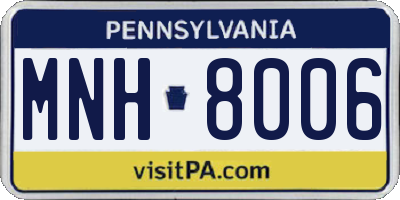 PA license plate MNH8006