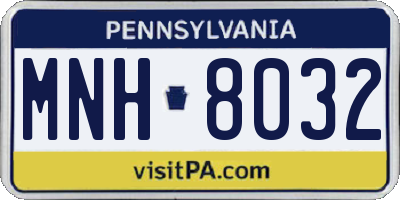 PA license plate MNH8032