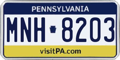 PA license plate MNH8203