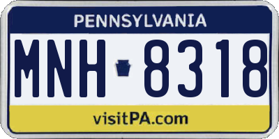PA license plate MNH8318
