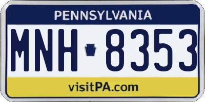 PA license plate MNH8353