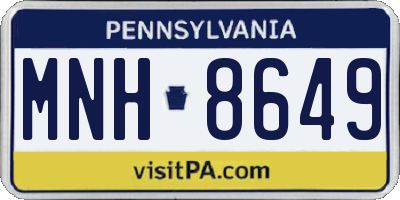PA license plate MNH8649
