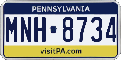 PA license plate MNH8734