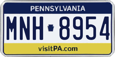 PA license plate MNH8954