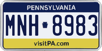 PA license plate MNH8983
