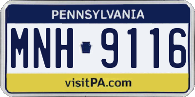 PA license plate MNH9116