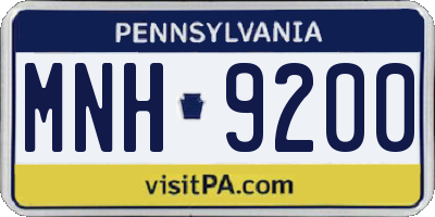 PA license plate MNH9200