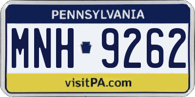 PA license plate MNH9262
