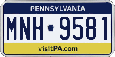 PA license plate MNH9581