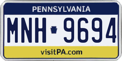PA license plate MNH9694