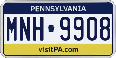 PA license plate MNH9908