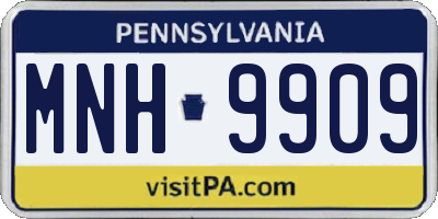 PA license plate MNH9909