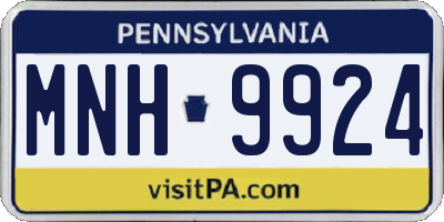 PA license plate MNH9924
