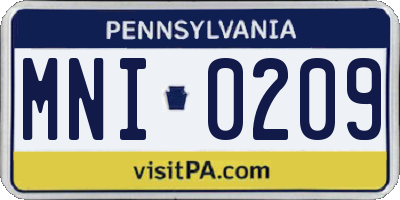 PA license plate MNI0209