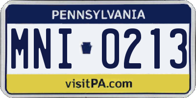 PA license plate MNI0213