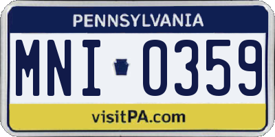 PA license plate MNI0359