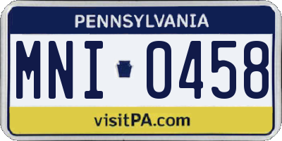 PA license plate MNI0458