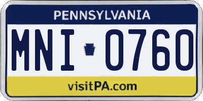 PA license plate MNI0760