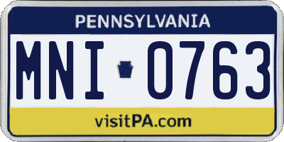 PA license plate MNI0763