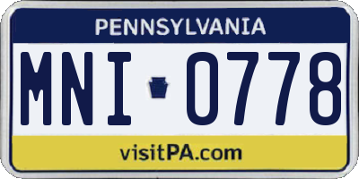 PA license plate MNI0778
