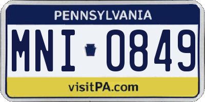 PA license plate MNI0849