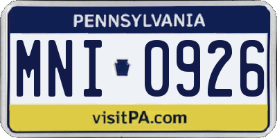 PA license plate MNI0926