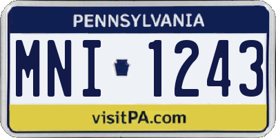 PA license plate MNI1243