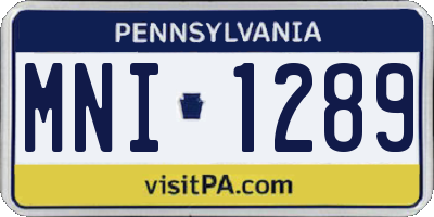 PA license plate MNI1289