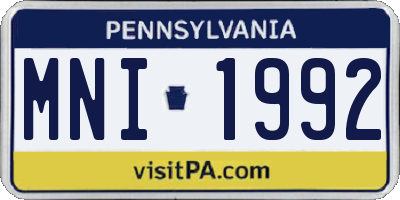 PA license plate MNI1992