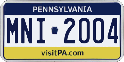 PA license plate MNI2004