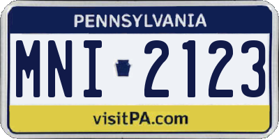 PA license plate MNI2123