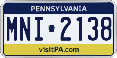 PA license plate MNI2138