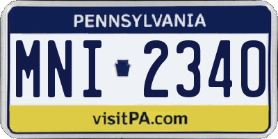 PA license plate MNI2340