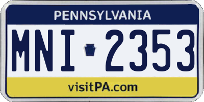 PA license plate MNI2353