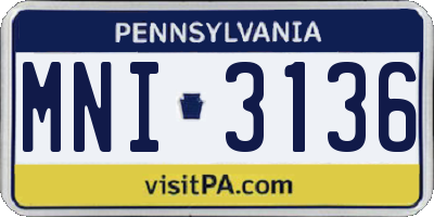 PA license plate MNI3136
