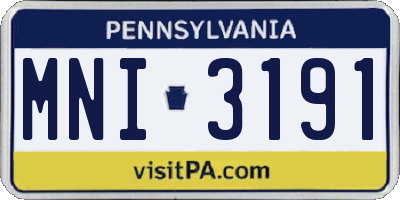 PA license plate MNI3191
