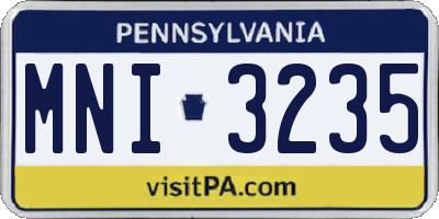 PA license plate MNI3235