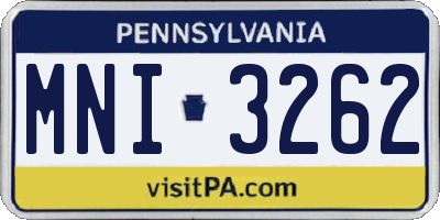 PA license plate MNI3262