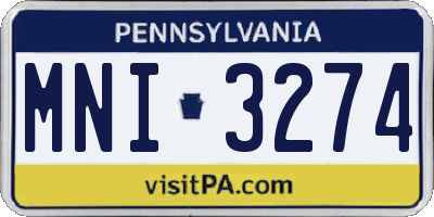 PA license plate MNI3274