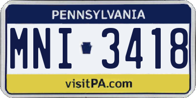PA license plate MNI3418