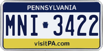 PA license plate MNI3422