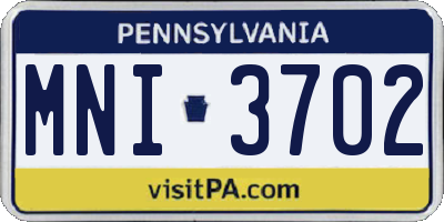 PA license plate MNI3702