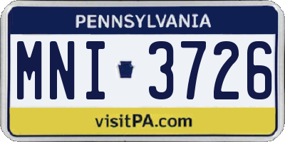 PA license plate MNI3726
