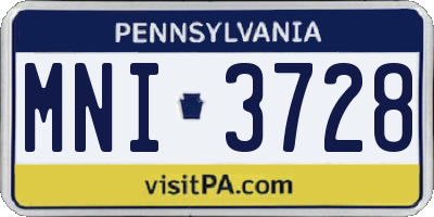 PA license plate MNI3728