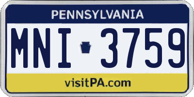PA license plate MNI3759